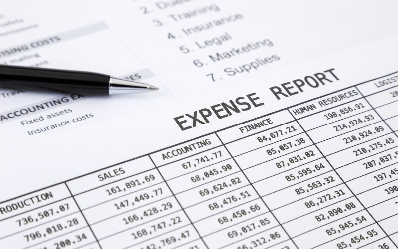 closeup photo of an expense report